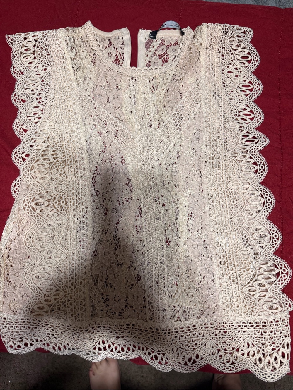 Zara Cream Lace Crochet Sleeveless Top
